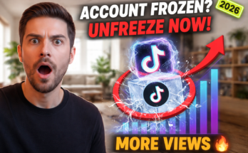 How to unfreeze TikTok account and get more views in 2026 – frozen TikTok logo breaking ice with growth graph