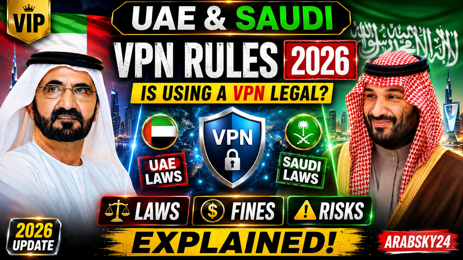 UAE & Saudi VPN Rules 2026: Is Using a VPN Legal? Laws, Fines & Risks Explained - Arabsky24